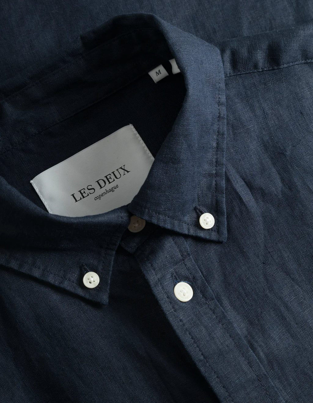 LES DEUX - KRISTIAN LINEN B.D. SHIRT - DARK NAVY