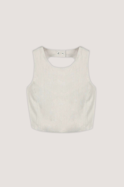 AVENY - ALYSHA LINEN TOP - BIRCH