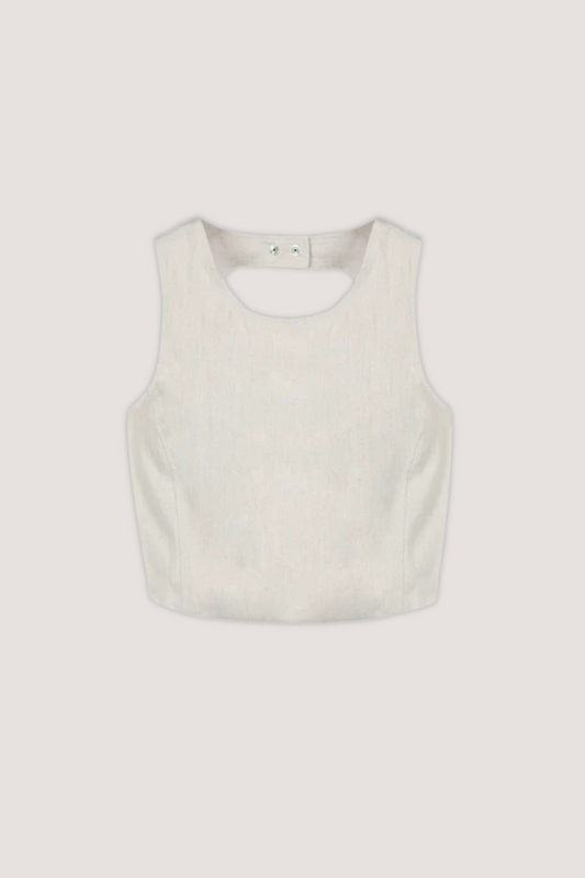 AVENY - ALYSHA LINEN TOP - BIRCH