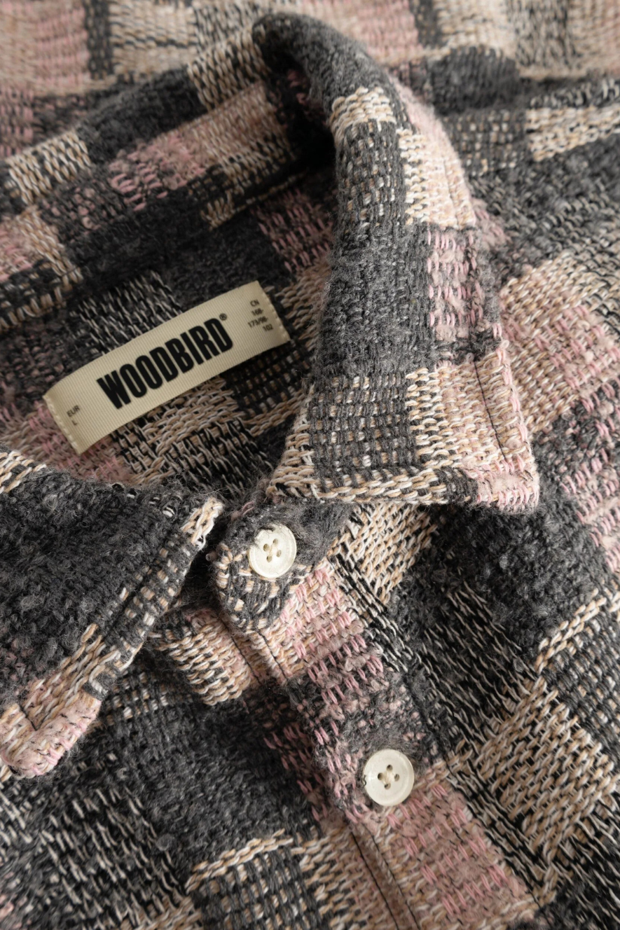 WOODBIRD - WBGLIXTO STRUCTURE SHIRT - GREY/BROWN