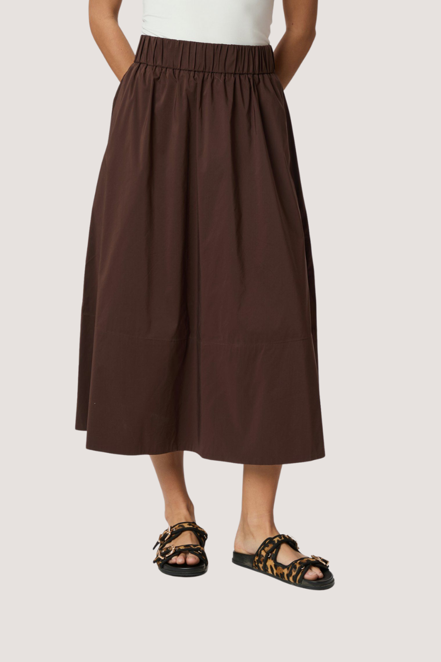 NEO NOIR - YARA POPLIN SKIRT - DARK BROWN