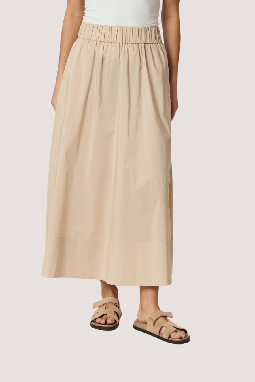 NEO NOIR - YARA LONG POPLIN SKIRT - DARK SAND