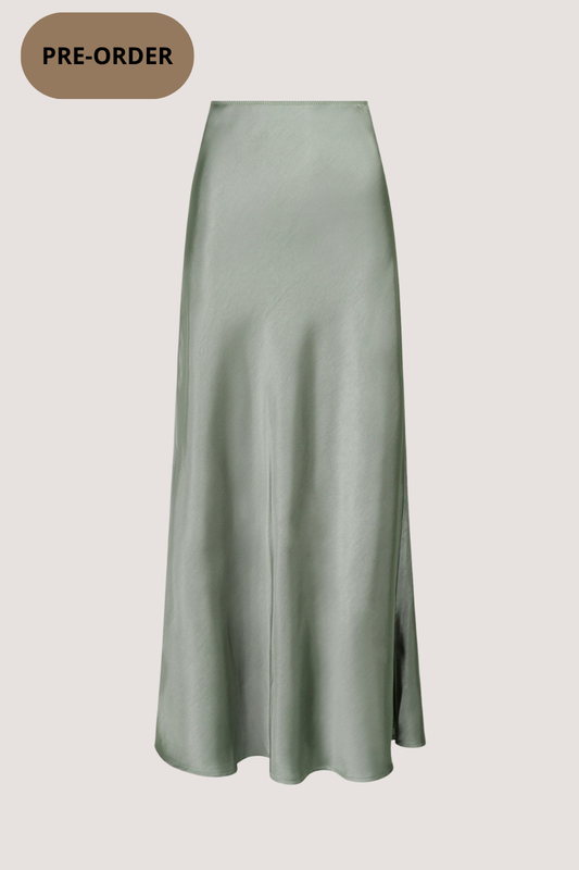 NEO NOIR - VICKY HEAVY SATEEN SKIRT - SMOCKE GREEN
