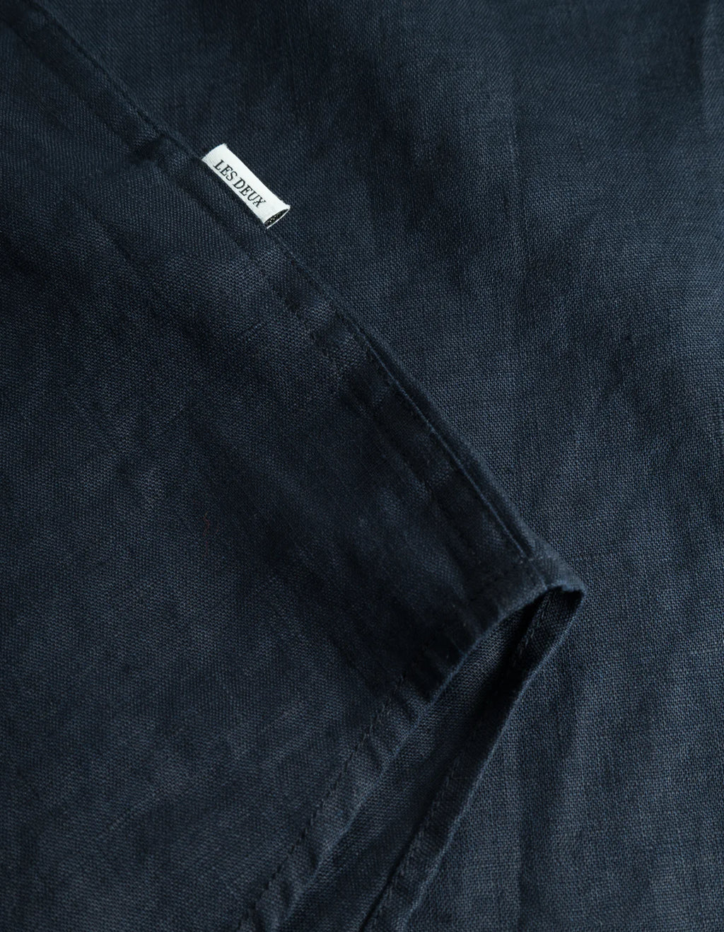 LES DEUX - KRISTIAN LINEN B.D. SHIRT - DARK NAVY