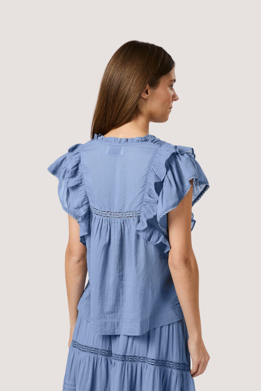 NEO NOIR - JAYLA S VOILE TOP - SMOKE BLUE