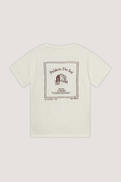 LES DEUX - HOTEL T-SHIRT - LIGHT IVORY/DARK BURGUNDY
