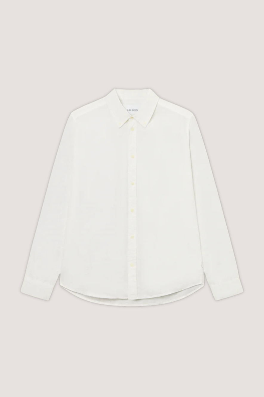 LES DEUX - KRISTIAN LINEN B.D SHIRT - WHITE