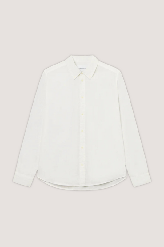 LES DEUX - KRISTIAN LINEN B.D SHIRT - WHITE