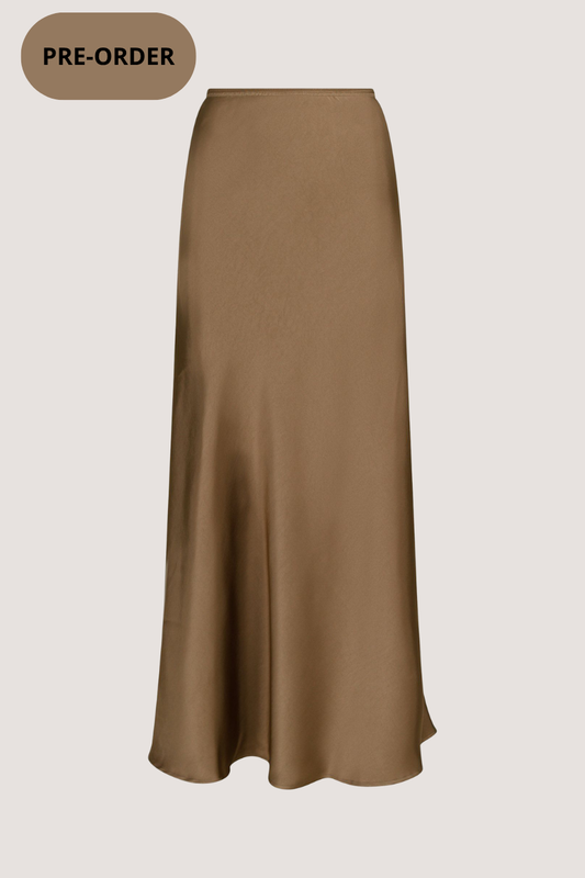 NEO NOIR - VICKY HEAVY SATEEN SKIRT - DARK TAUPE
