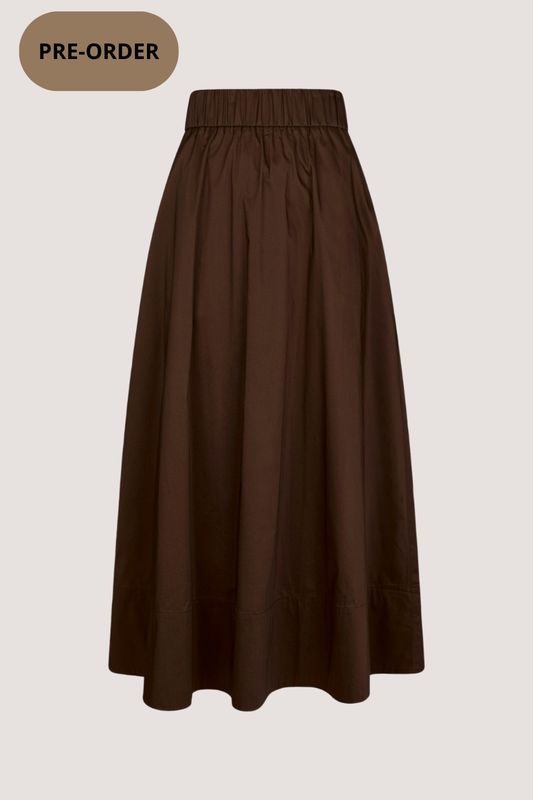 NEO NOIR - YARA LONG POPLIN SKIRT - DARK BROWN