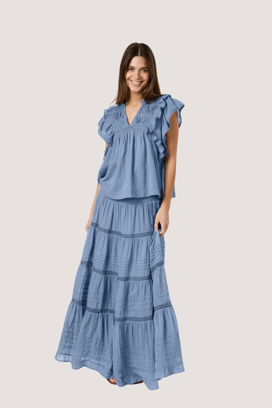 NEO NOIR - JAYLA S VOILE TOP - SMOKE BLUE