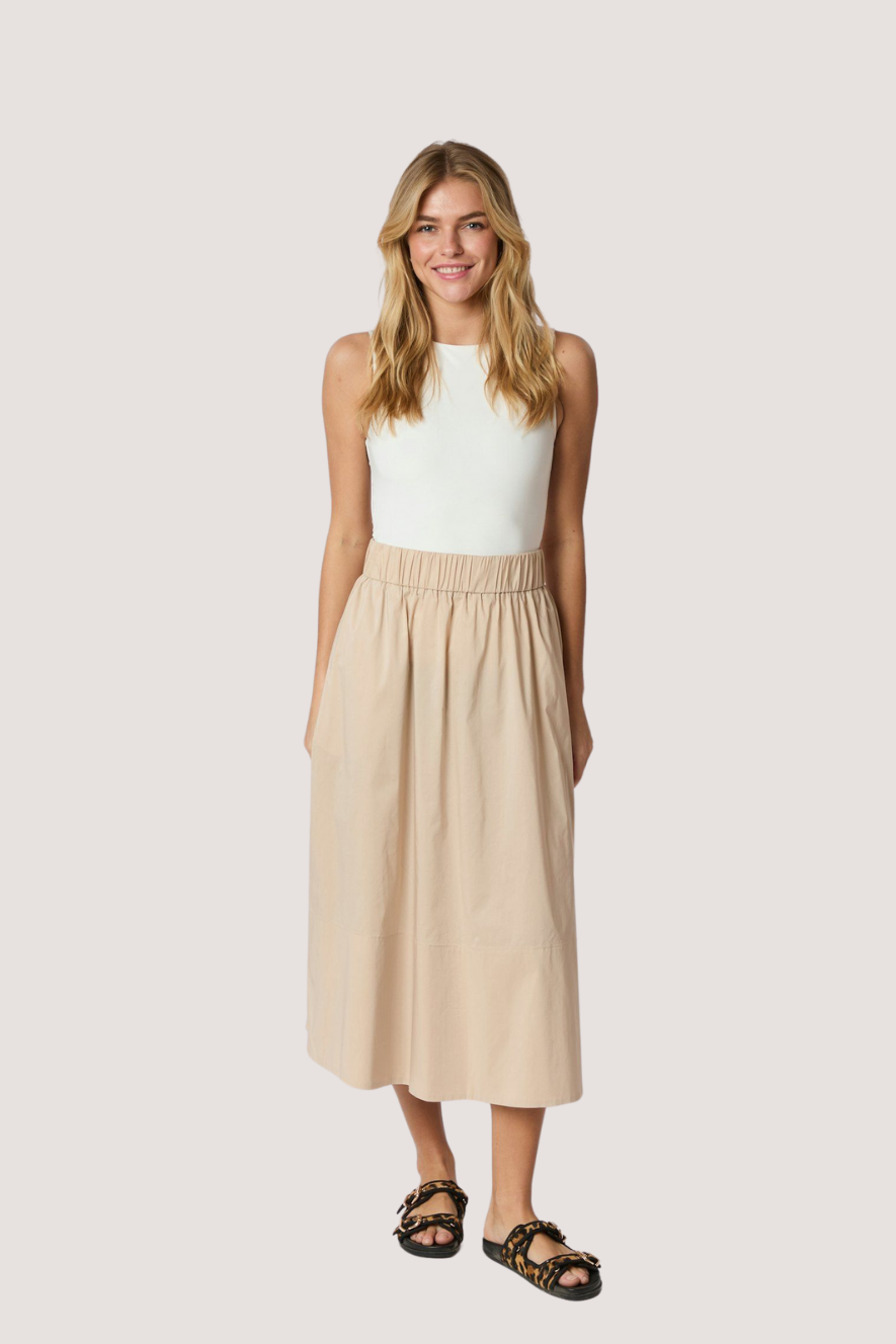 NEO NOIR - YARA POPLIN SKIRT - DARK SAND