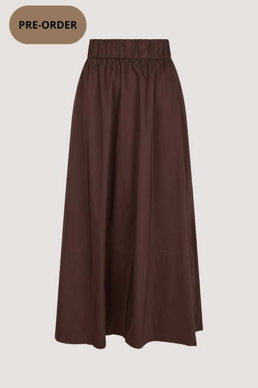 NEO NOIR - YARA POPLIN SKIRT - DARK BROWN
