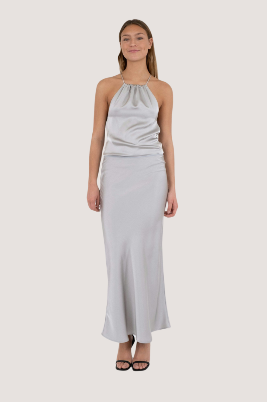 NEO NOIR - VICKY HEAVY SATEEN SKIRT - SILVER
