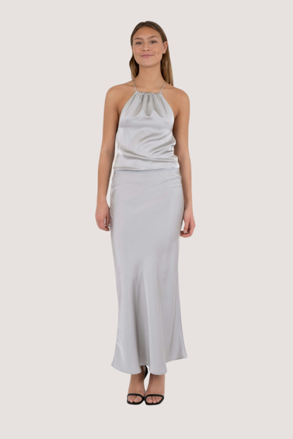 NEO NOIR - VICKY HEAVY SATEEN SKIRT - SILVER
