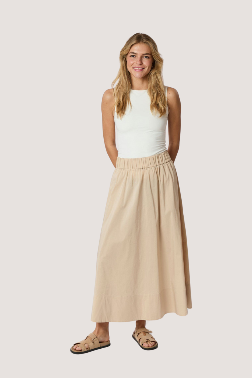 NEO NOIR - YARA LONG POPLIN SKIRT - DARK SAND