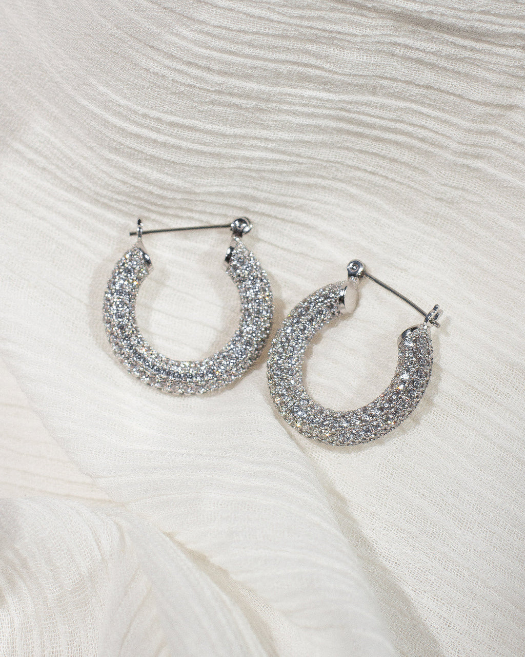 LUV AJ - PAVE BABY AMALFI HOOPS - SILVER