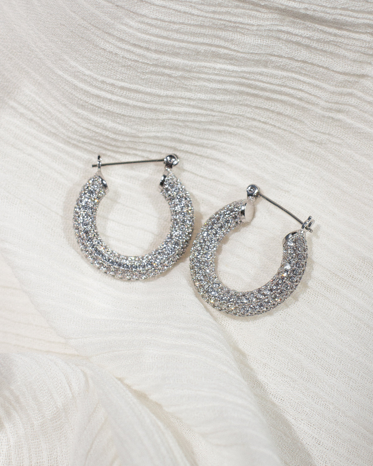 LUV AJ - PAVE BABY AMALFI HOOPS - SILVER