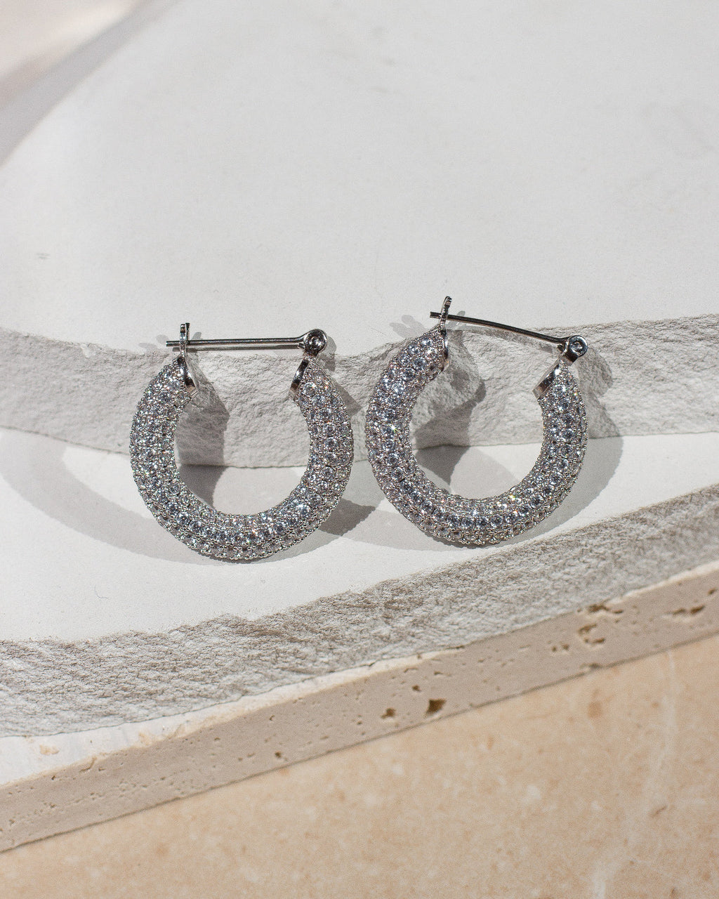 LUV AJ - PAVE BABY AMALFI HOOPS - SILVER