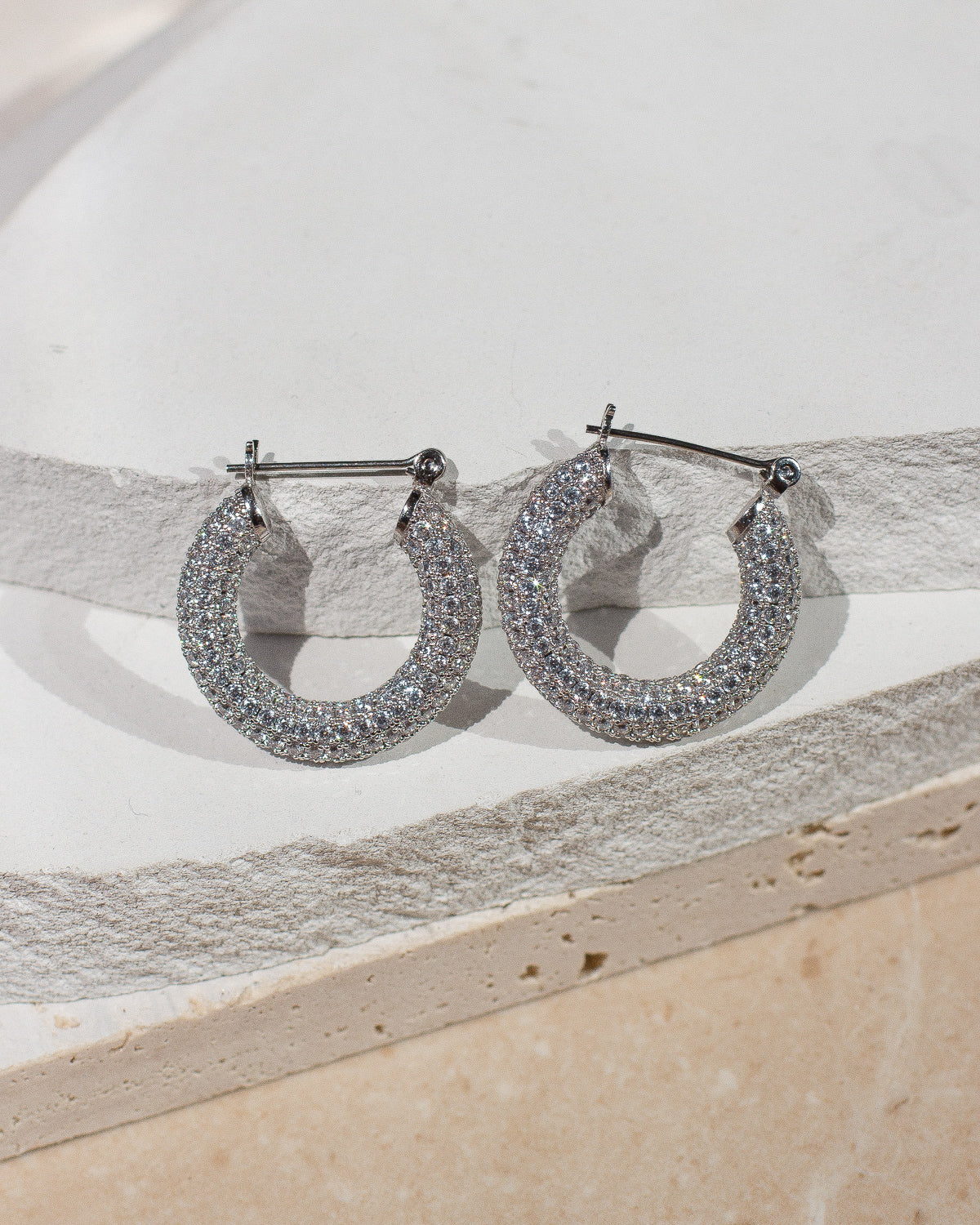 LUV AJ - PAVE BABY AMALFI HOOPS - SILVER