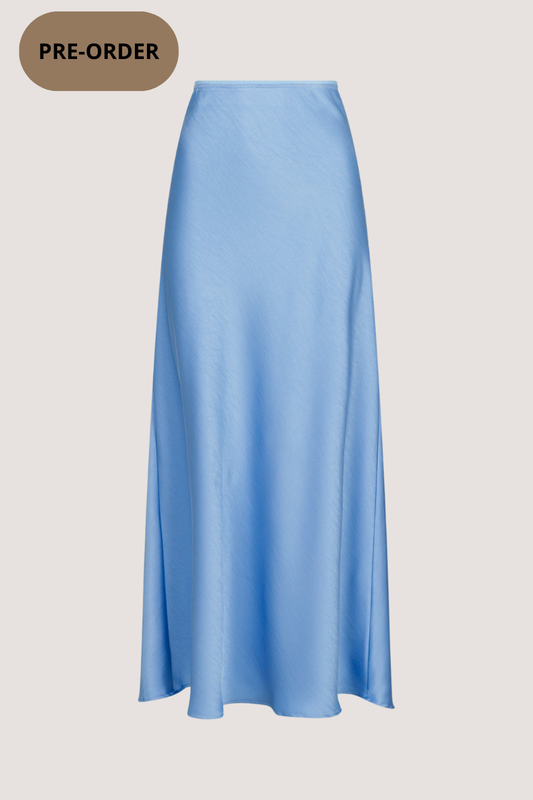 NEO NOIR - VICKY HEAVY SATEEN SKIRT - DUSTY BLUE
