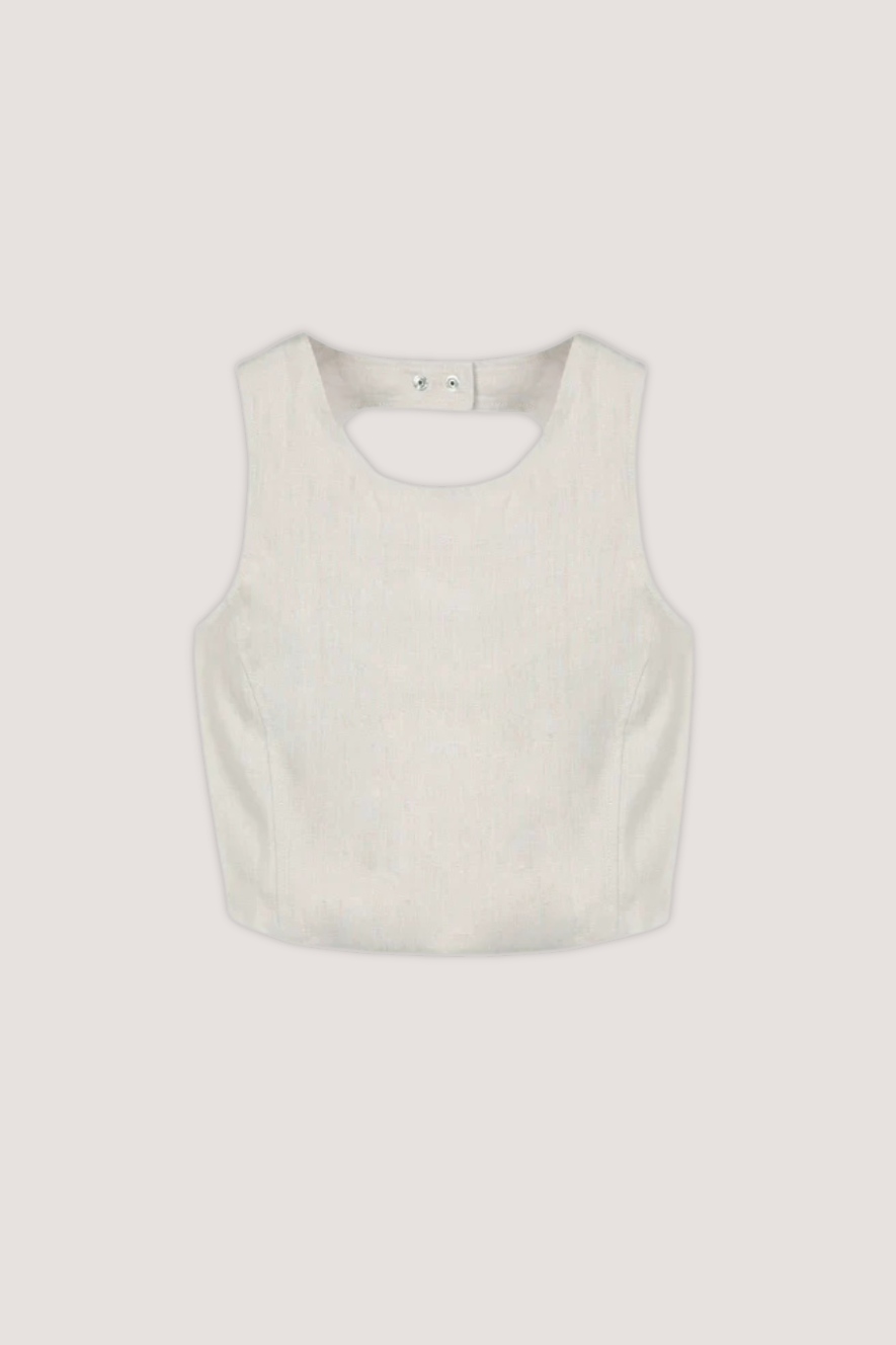 AVENY - ALYSHA LINEN TOP - BIRCH