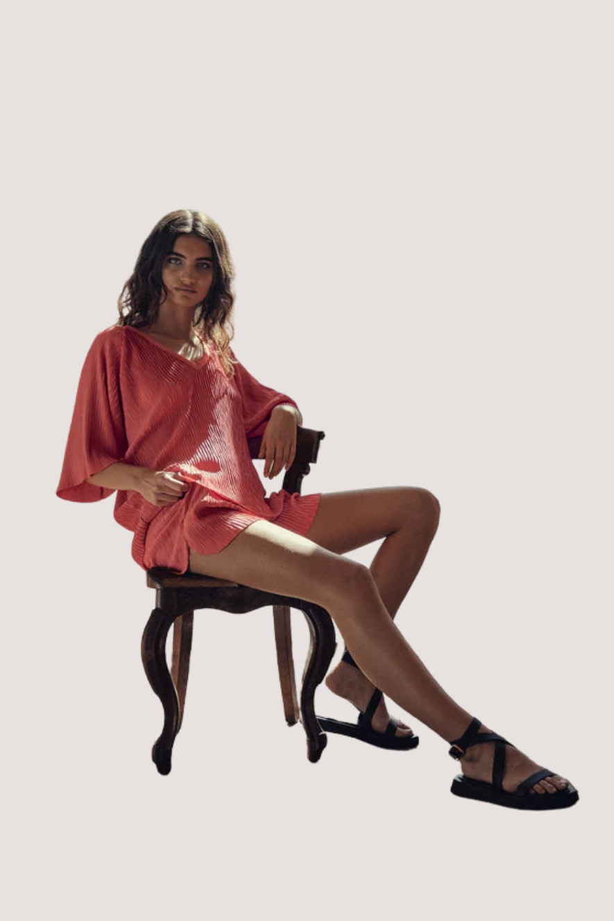 AVENY - COPCO PLISSE TOP - PERFECT PINK