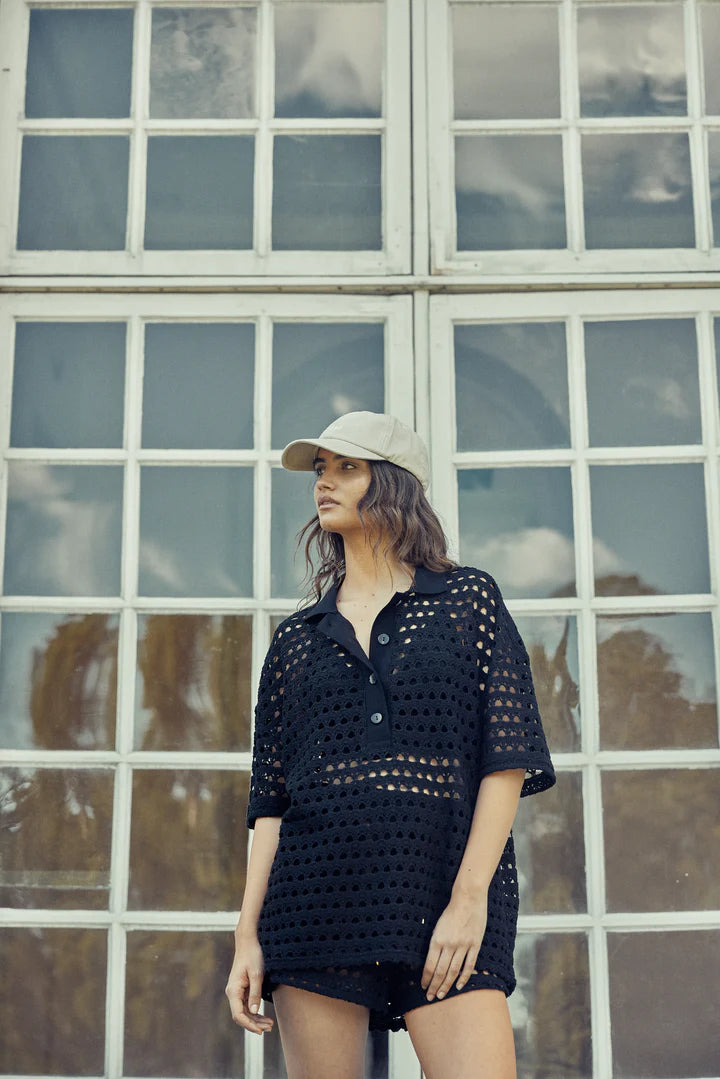 AVENY - MAXELLA CROCHET TOP - BLACK