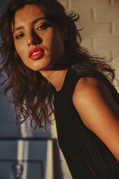 AVENY - SOLANO VELVET DRESS - BLACK