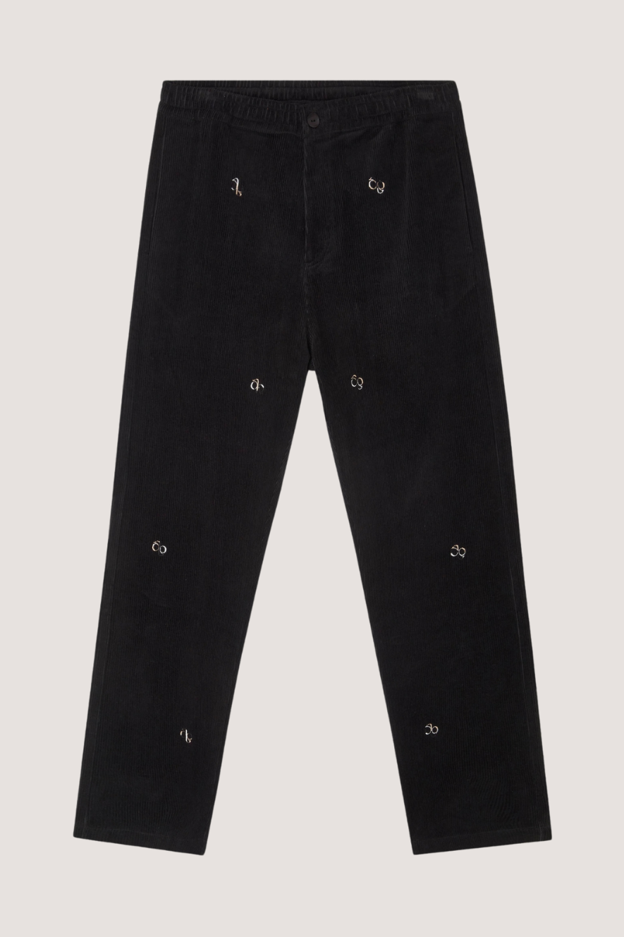 AVENY - SOTO CORD AOP CORDUROY PANTS - BLACK