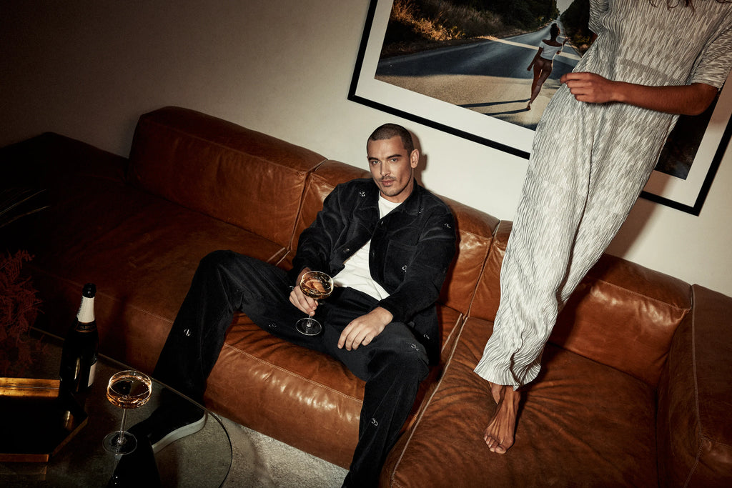 AVENY - VERNON AOP CORDUROY JACKET - BLACK