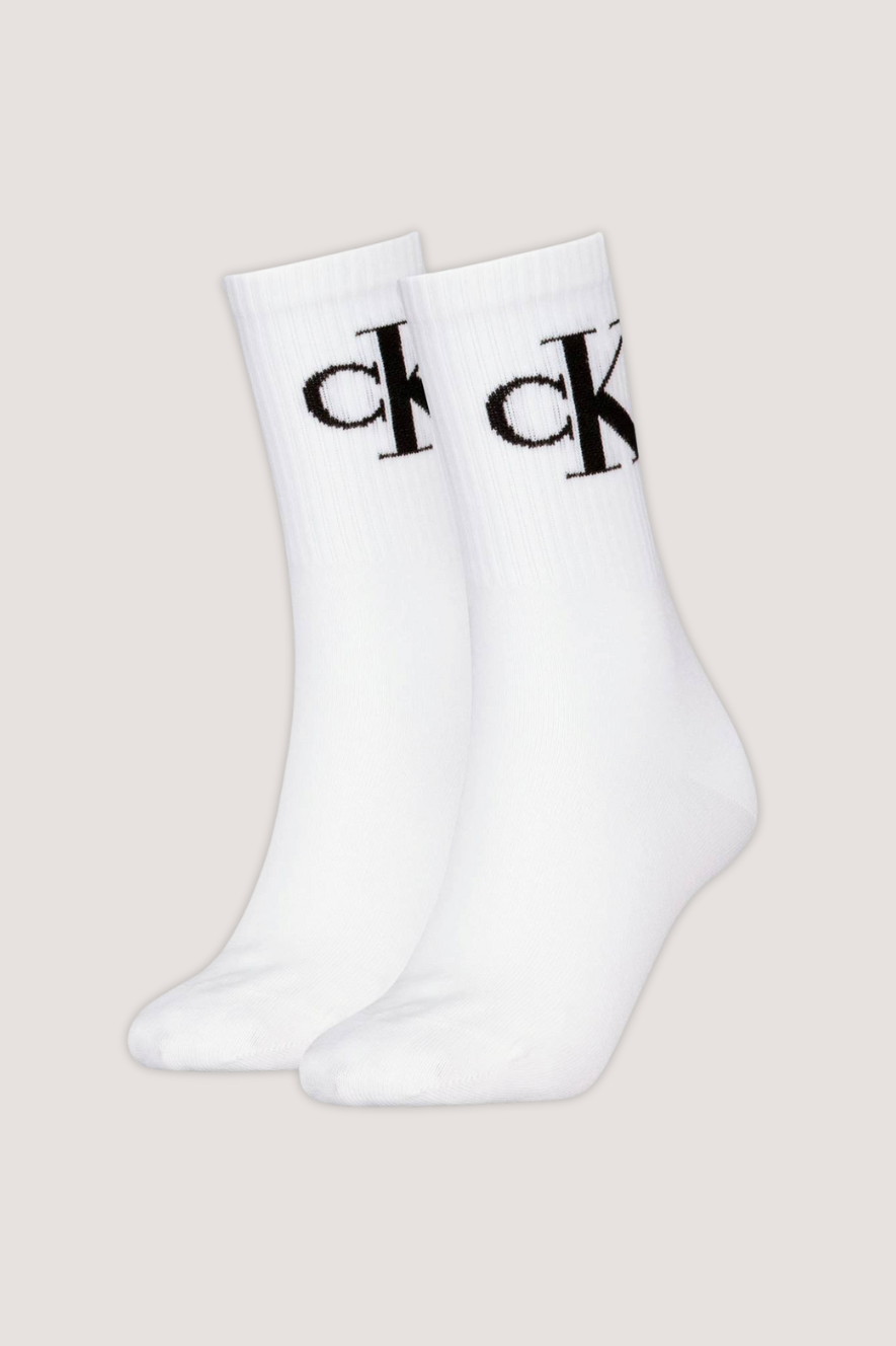 CALVIN KLEIN - WOMEN SOCK 2P MONOGRAM - WHITE