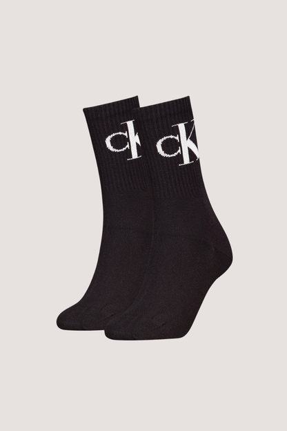 CALVIN KLEIN - WOMEN SOCK 2P MONOGRAM - BLACK