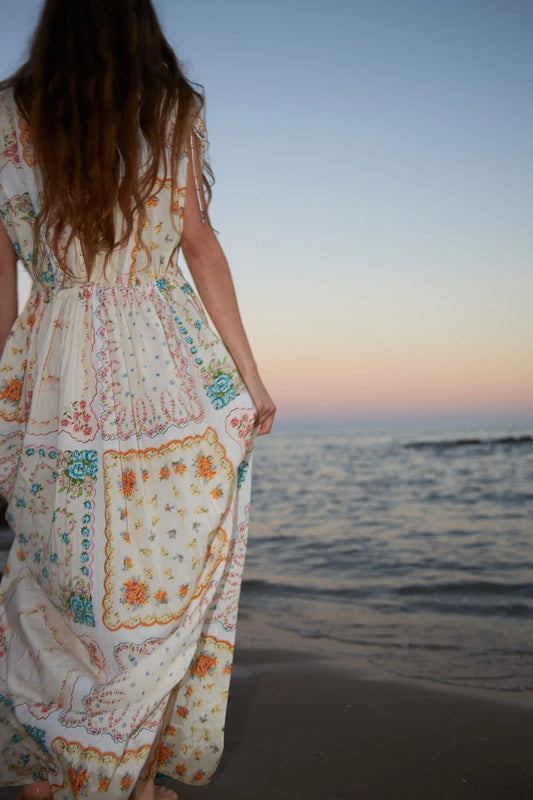 STELLA NOVA - COTTON TISSUE PRINTED MAXI DRESS - HANDKERCHIEF PRINT