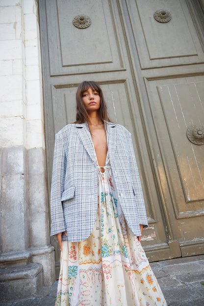 STELLA NOVA - COTTON TISSUE PRINTED MAXI DRESS - HANDKERCHIEF PRINT