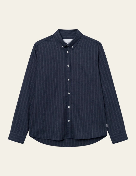 LES DEUX - DESERT REG STRIPE SHIRT - DARK NAVY/IVORY