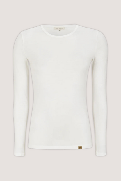 ESMÉ STUDÍOS - ESPENELOPE LS O-NECK SLIM T-SHIRT - WHITE