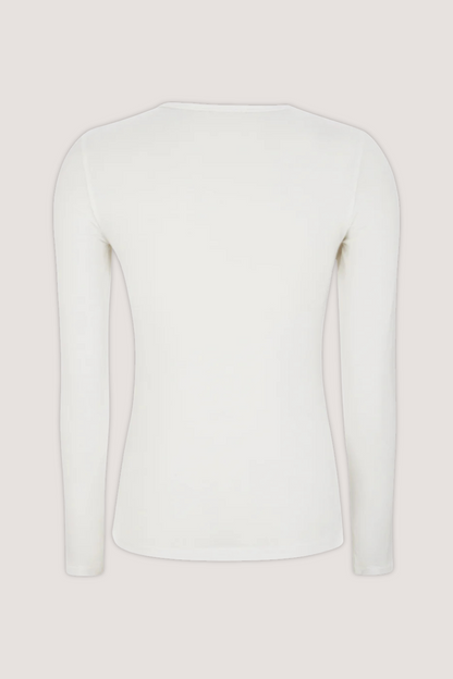 ESMÉ STUDÍOS - ESPENELOPE LS O-NECK SLIM T-SHIRT - WHITE