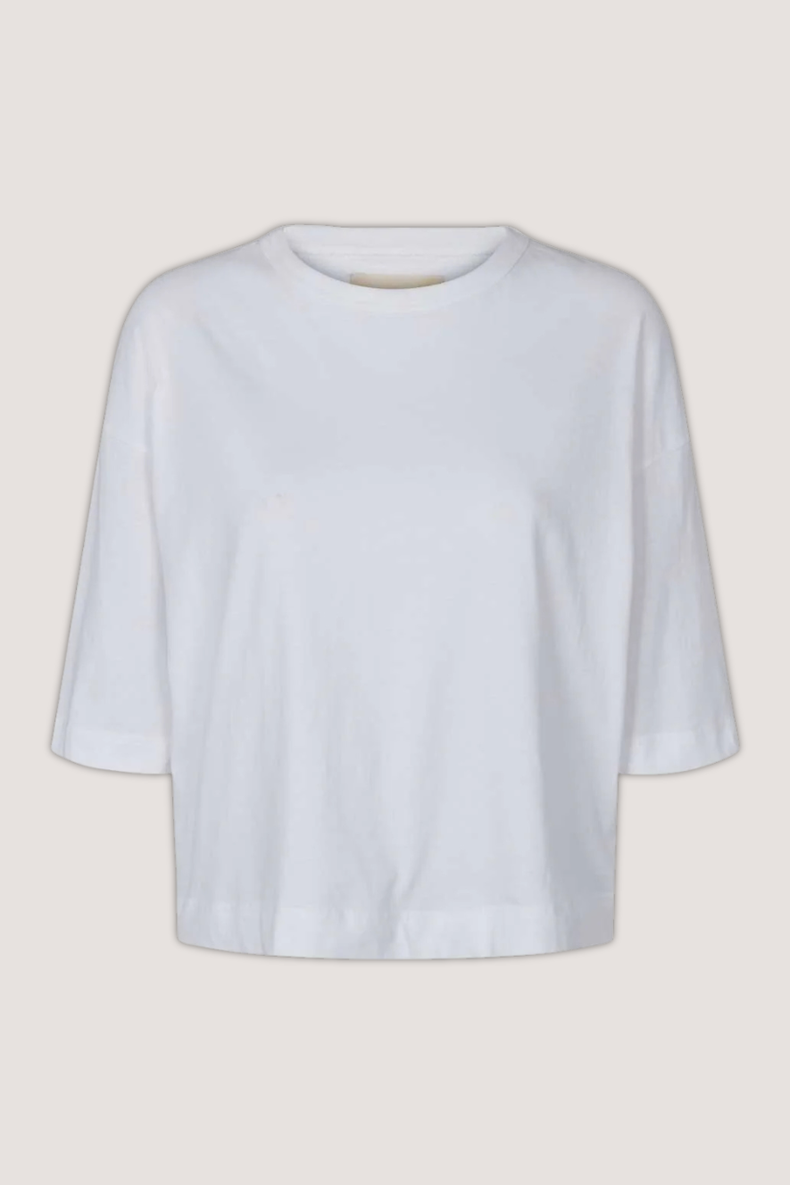 ESMÉ STUDÍOS - ESSIGNE 2/4 BOXY T-SHIRT GOTS - WHITE