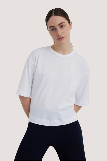 ESMÉ STUDÍOS - ESSIGNE 2/4 BOXY T-SHIRT GOTS - WHITE