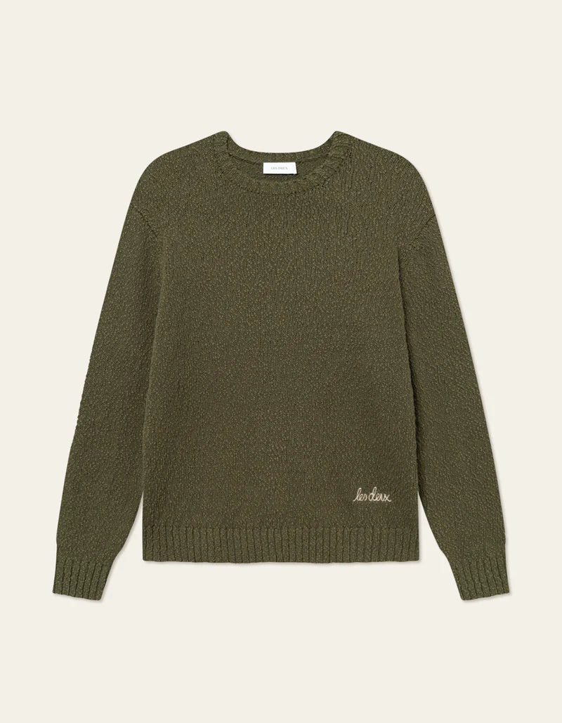 LES DEUX - ERROL COTTON ROUNDNECK - OLIVE NIGHT