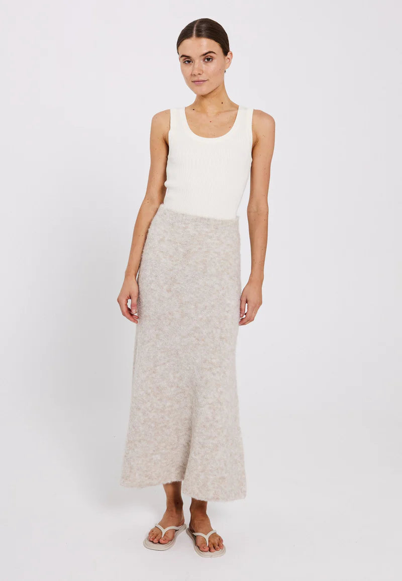 NORR - FILINE KNIT SKIRT - LIGHT BEIGE