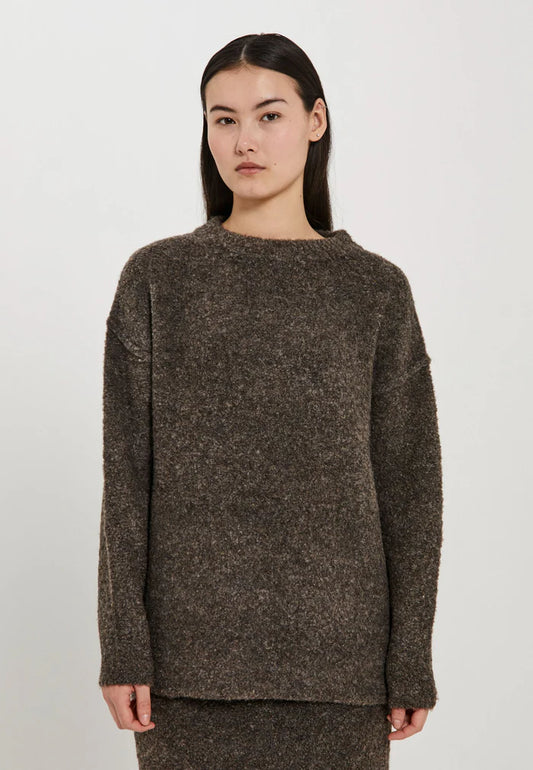 NORR - FILINE KNIT TOP - DARK BROWN