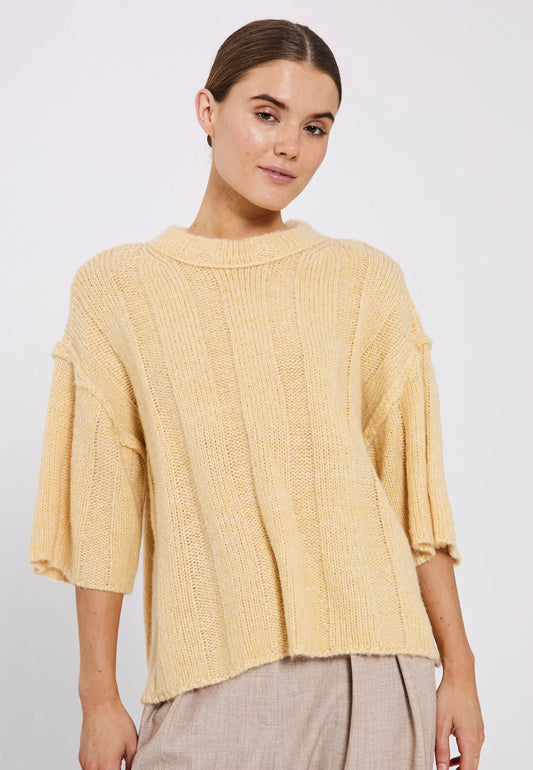 NORR - FUSCIA RIB KNIT TEE - LIGHT YELLOW MÉLANGE