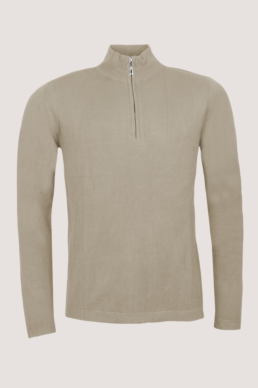 JEFF - FRANKIE KNIT HALF ZIP - BEIGE