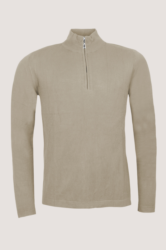 JEFF - FRANKIE KNIT HALF ZIP - BEIGE