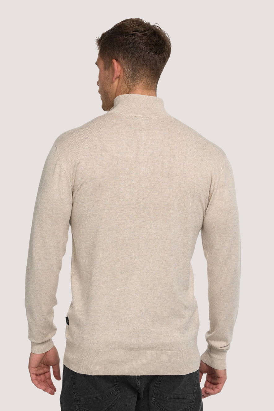 JEFF - FRANKIE KNIT HALF ZIP - BEIGE