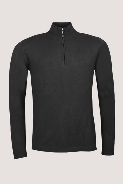 JEFF - FRANKIE KNIT HALF ZIP - BLACK