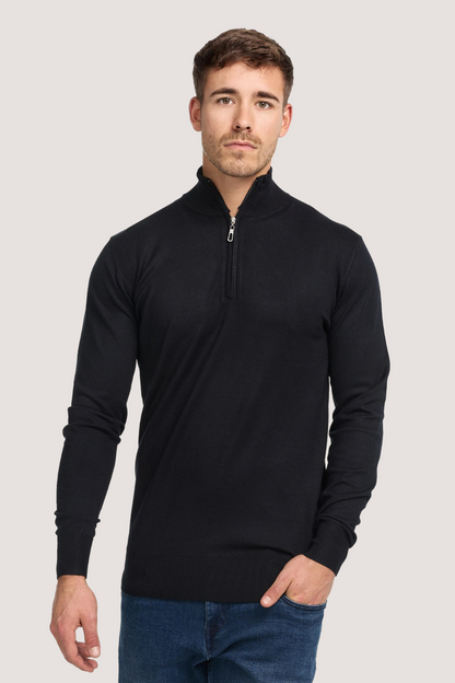 JEFF - FRANKIE KNIT HALF ZIP - BLACK