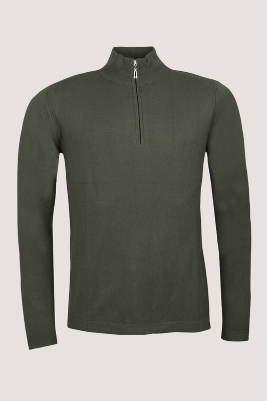 JEFF - FRANKIE KNIT HALF ZIP - GREEN